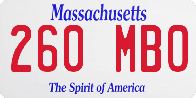 MA license plate 260MB0