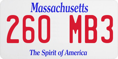 MA license plate 260MB3