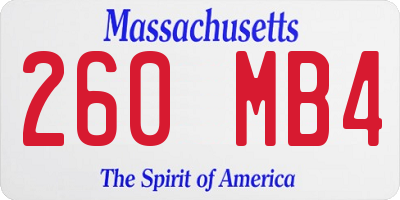 MA license plate 260MB4