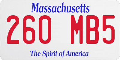 MA license plate 260MB5