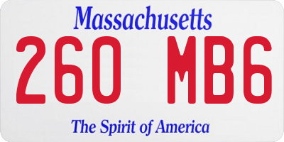 MA license plate 260MB6