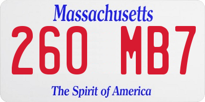 MA license plate 260MB7