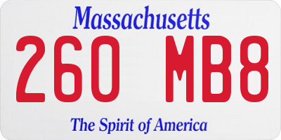 MA license plate 260MB8