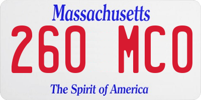 MA license plate 260MC0