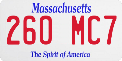 MA license plate 260MC7