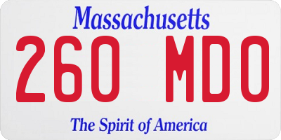 MA license plate 260MD0