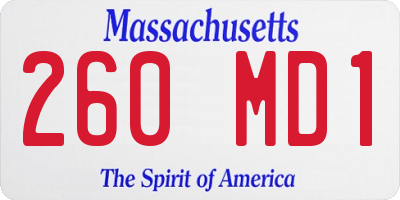 MA license plate 260MD1
