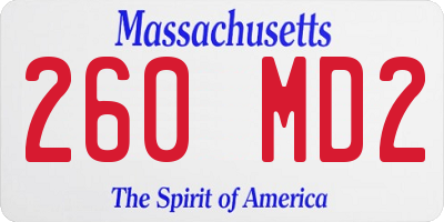 MA license plate 260MD2