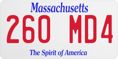 MA license plate 260MD4