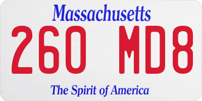 MA license plate 260MD8