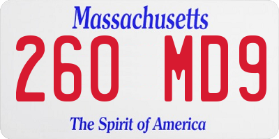 MA license plate 260MD9