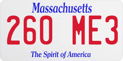 MA license plate 260ME3