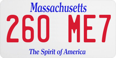 MA license plate 260ME7