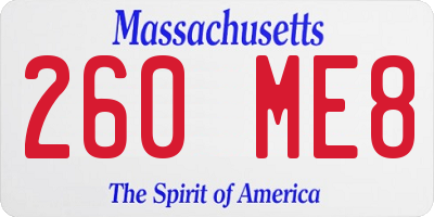 MA license plate 260ME8