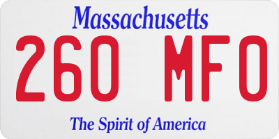 MA license plate 260MF0
