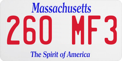 MA license plate 260MF3