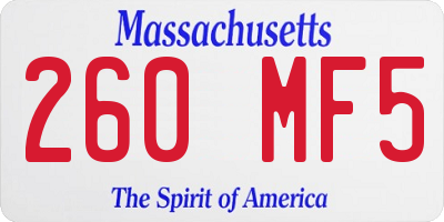 MA license plate 260MF5