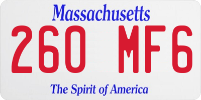 MA license plate 260MF6