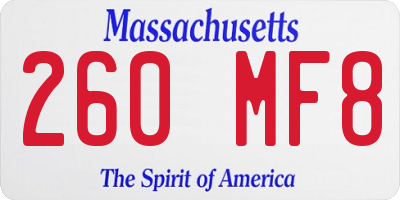 MA license plate 260MF8