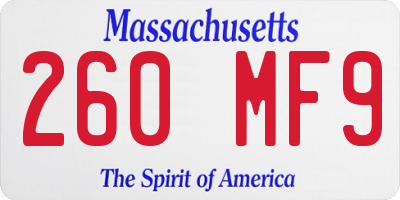 MA license plate 260MF9
