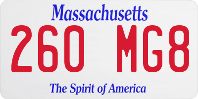 MA license plate 260MG8