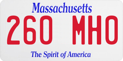 MA license plate 260MH0