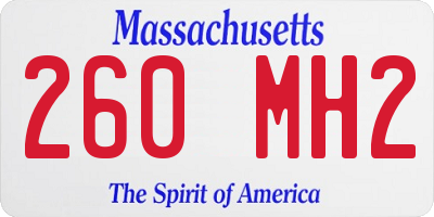 MA license plate 260MH2