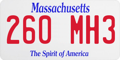 MA license plate 260MH3