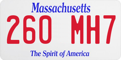 MA license plate 260MH7
