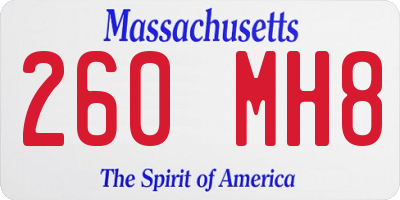MA license plate 260MH8