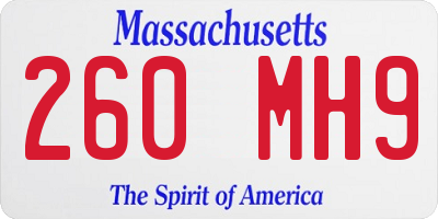 MA license plate 260MH9