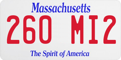 MA license plate 260MI2