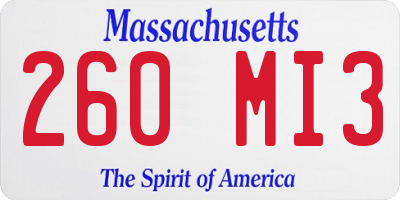 MA license plate 260MI3