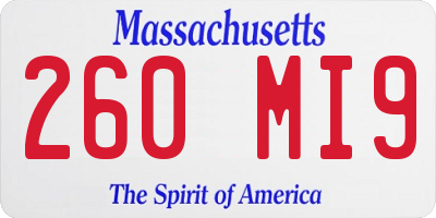 MA license plate 260MI9