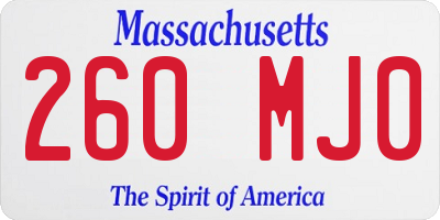 MA license plate 260MJ0