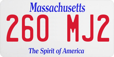 MA license plate 260MJ2