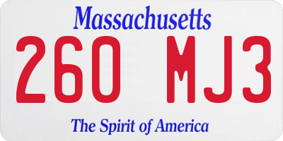 MA license plate 260MJ3
