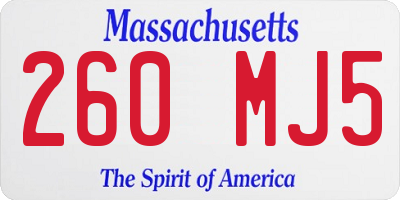 MA license plate 260MJ5