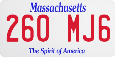 MA license plate 260MJ6