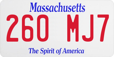 MA license plate 260MJ7