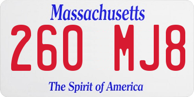MA license plate 260MJ8