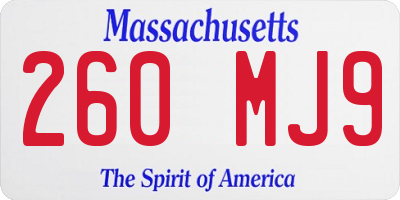 MA license plate 260MJ9