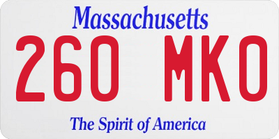 MA license plate 260MK0
