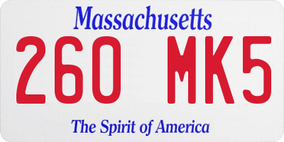MA license plate 260MK5
