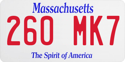 MA license plate 260MK7