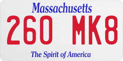 MA license plate 260MK8