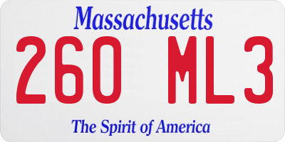 MA license plate 260ML3
