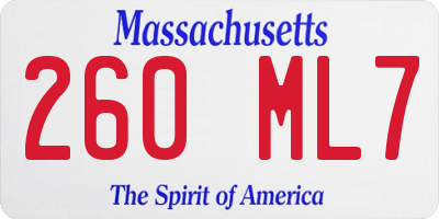 MA license plate 260ML7