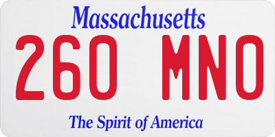 MA license plate 260MN0