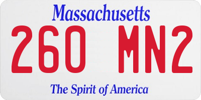 MA license plate 260MN2